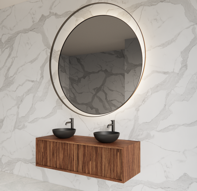 Wastafelmeubel 120cm Walnut⎢Gliss Heronimus⎢1 of 2 softclose lades Wastafelmeubel 120cm Walnut⎢Gliss Heronimus⎢1 of 2 softclose lades