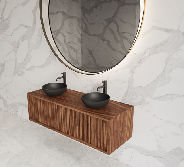 Wastafelmeubel 120cm Walnut⎢Gliss Heronimus⎢1 of 2 softclose lades Wastafelmeubel 120cm Walnut⎢Gliss Heronimus⎢1 of 2 softclose lades