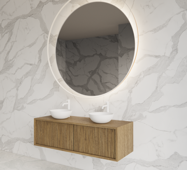 Wastafelmeubel 120cm Castle Brown⎢Gliss Heronimus⎢1 of 2 softclose lades