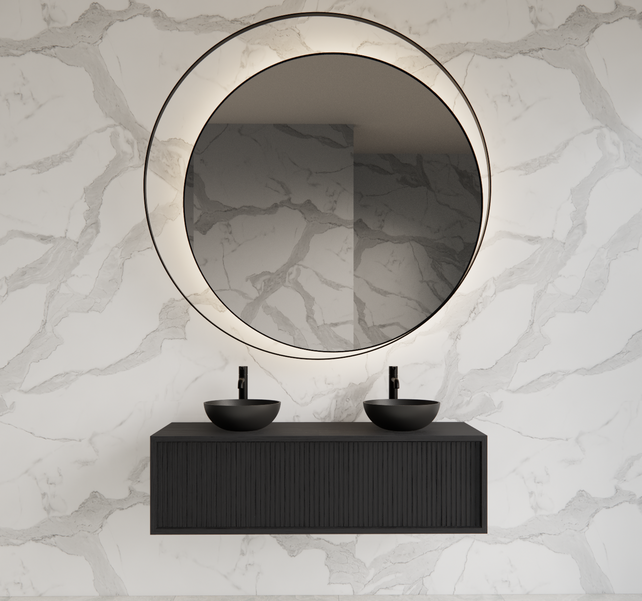 Wastafelmeubel 120cm Black Veneer⎢Gliss Heronimus⎢1 of 2 softclose lades