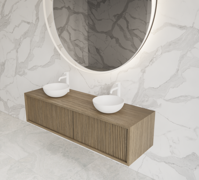 Wastafelmeubel 140cm Ash Gray⎢Gliss Heronimus⎢1 of 2 softclose lades Wastafelmeubel 140cm Ash Gray⎢Gliss Heronimus⎢1 of 2 softclose lades