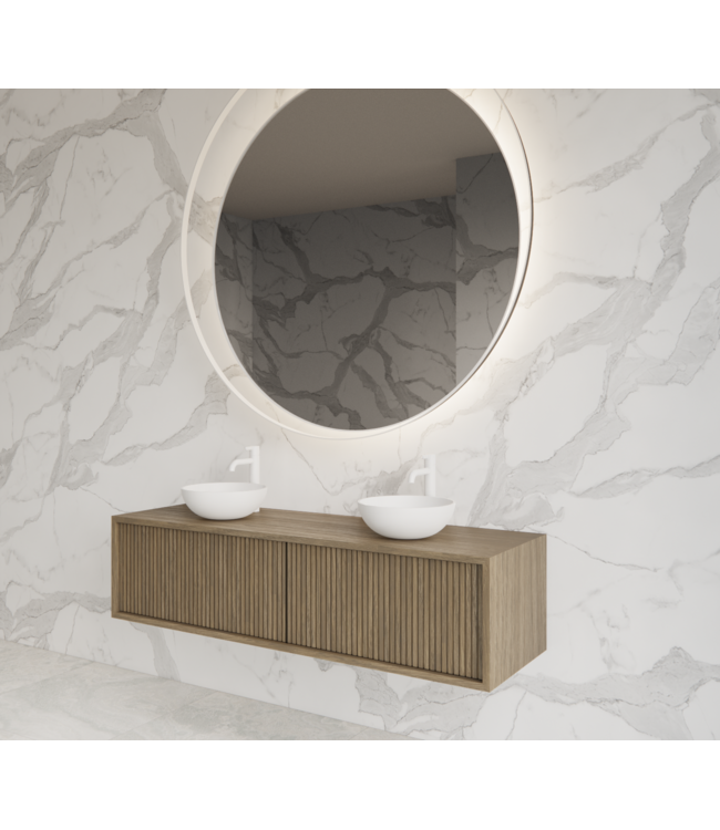 GLISS DESIGN Wastafelmeubel 140cm Ash Gray⎢Gliss Heronimus⎢1 of 2 softclose lades