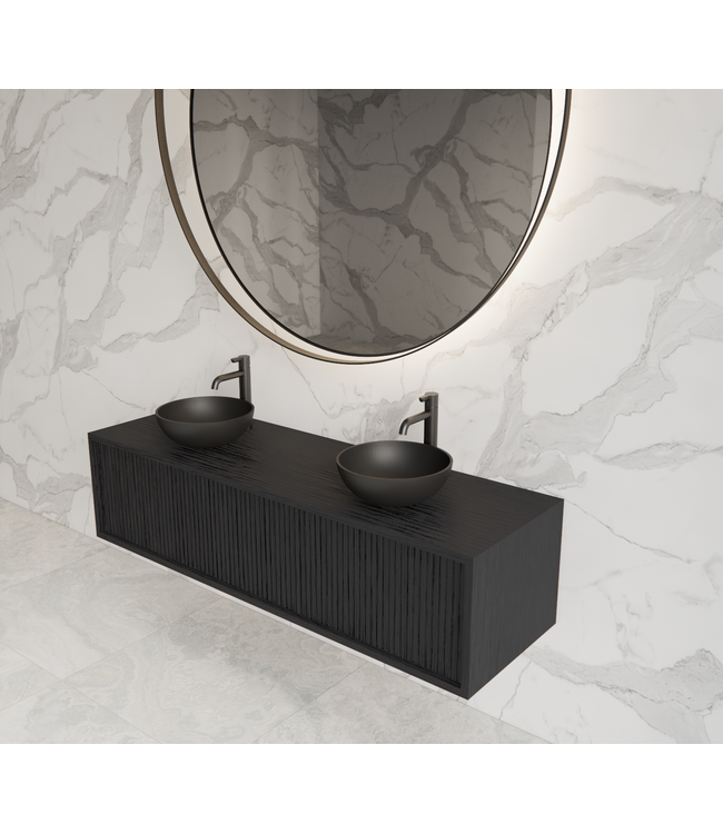 Wastafelmeubel 140cm Black Veneer⎢Gliss Heronimus⎢1 of 2 softclose lades