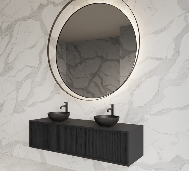 Wastafelmeubel 140cm Black Veneer⎢Gliss Heronimus⎢1 of 2 softclose lades