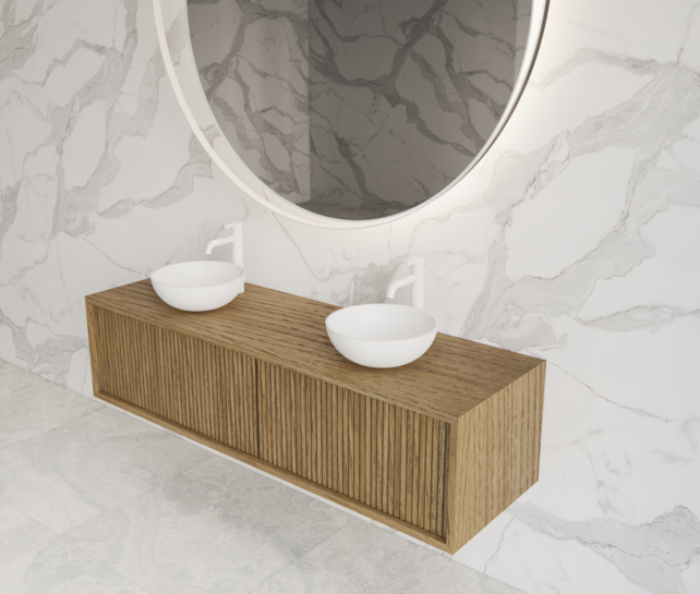 Wastafelmeubel 140cm Castle Brown⎢Gliss Heronimus⎢1 of 2 softclose lades Wastafelmeubel 140cm Castle Brown⎢Gliss Heronimus⎢1 of 2 softclose lades