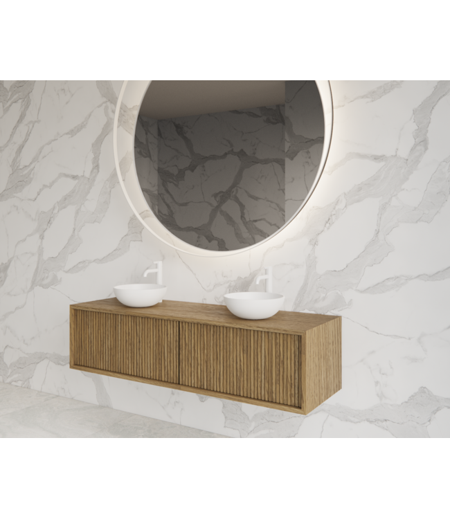 Wastafelmeubel 140cm Castle Brown⎢Gliss Heronimus⎢1 of 2 softclose lades