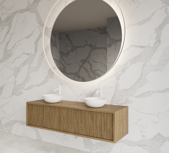 Wastafelmeubel 140cm Castle Brown⎢Gliss Heronimus⎢1 of 2 softclose lades Wastafelmeubel 140cm Castle Brown⎢Gliss Heronimus⎢1 of 2 softclose lades