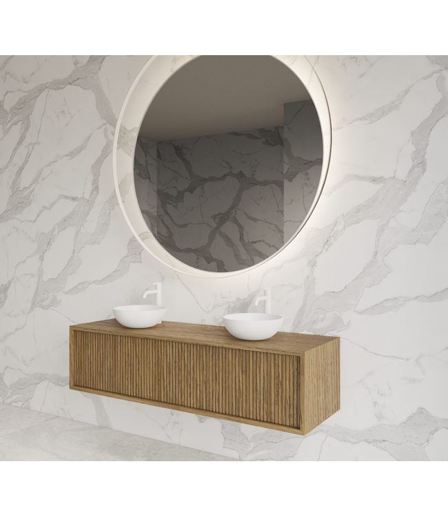 GLISS DESIGN Wastafelmeubel 140cm Castle Brown⎢Gliss Heronimus⎢1 of 2 softclose lades