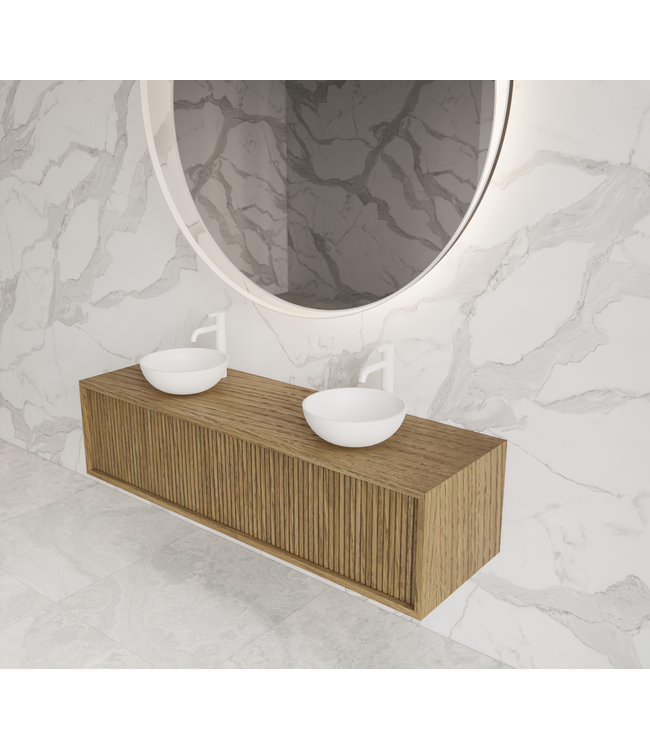 GLISS DESIGN Wastafelmeubel 140cm Castle Brown⎢Gliss Heronimus⎢1 of 2 softclose lades