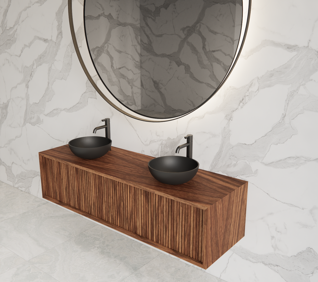 Wastafelmeubel 140cm Walnut⎢Gliss Heronimus⎢1 of 2 softclose lades Wastafelmeubel 140cm Walnut⎢Gliss Heronimus⎢1 of 2 softclose lades