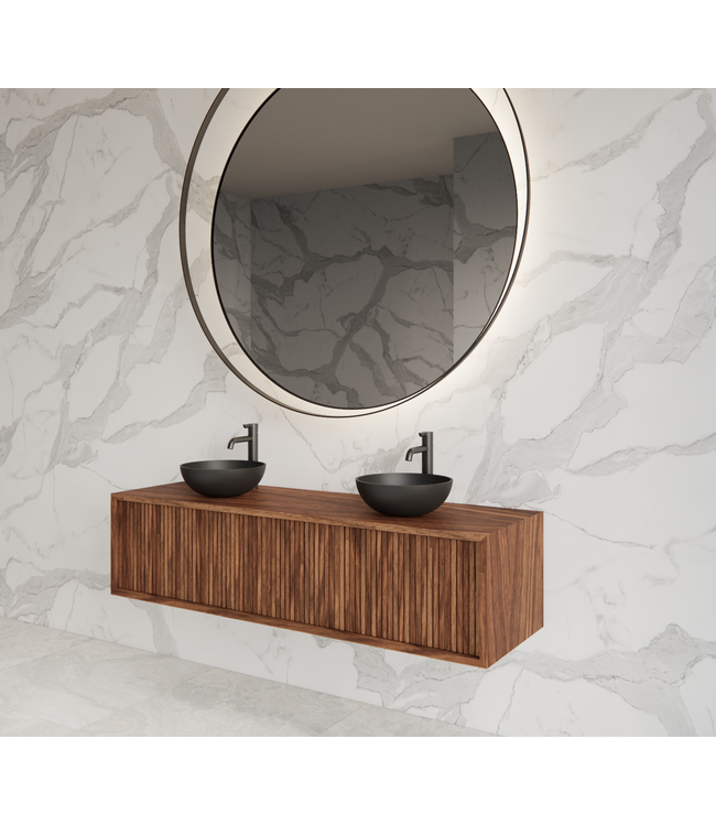 Wastafelmeubel 140cm Walnut⎢Gliss Heronimus⎢1 of 2 softclose lades