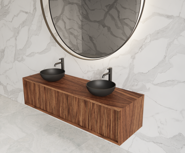 Wastafelmeubel 160cm Walnut⎢Gliss Heronimus⎢2 softclose lades