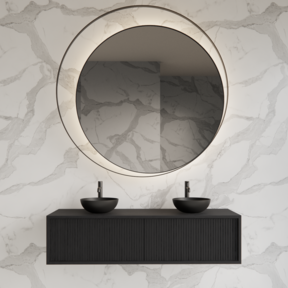 Wastafelmeubel 160cm Black Veneer⎢Gliss Heronimus⎢2 softclose lades