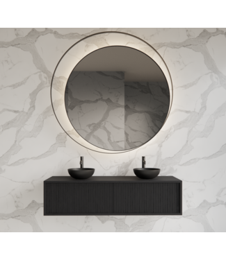 GLISS DESIGN Wastafelmeubel 160cm Black Veneer⎢Gliss Heronimus⎢2 softclose lades