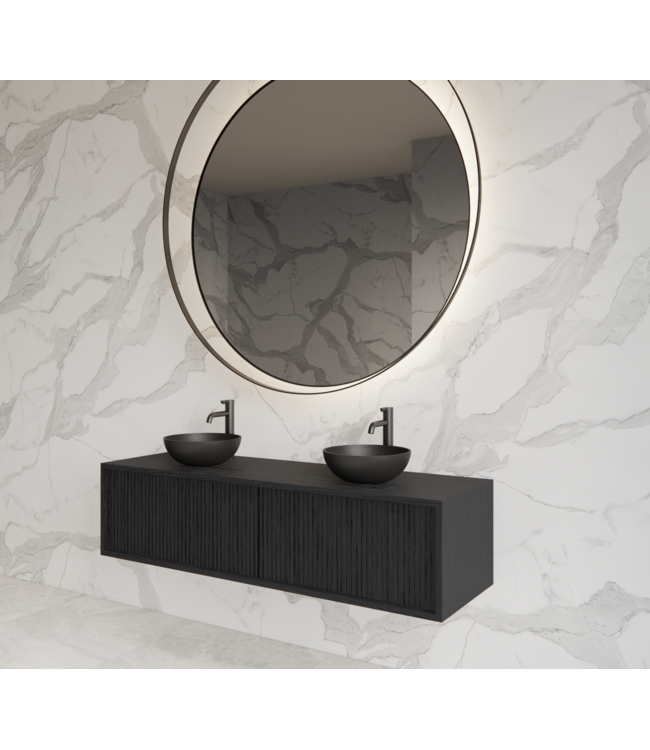GLISS DESIGN Wastafelmeubel 160cm Black Veneer⎢Gliss Heronimus⎢2 softclose lades