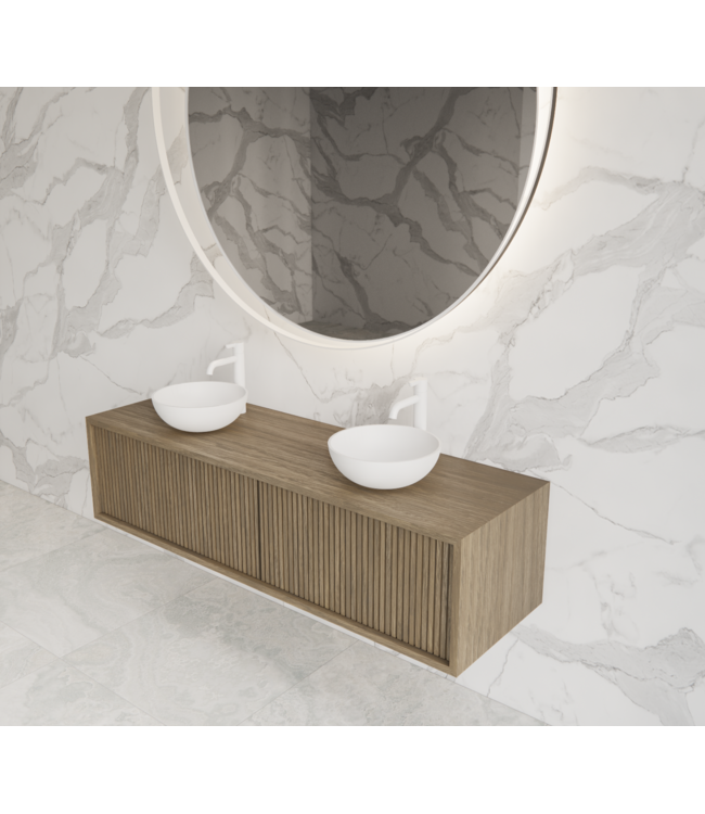 GLISS DESIGN Wastafelmeubel 160cm Ash Gray⎢Gliss Heronimus⎢2 softclose lades