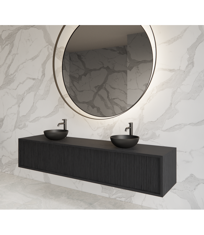 Wastafelmeubel 180cm Black Veneer⎢Gliss Heronimus⎢2 softclose lades