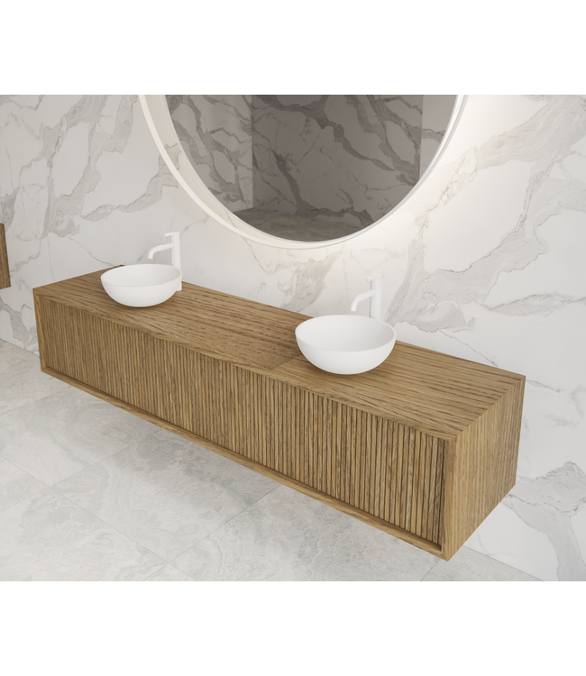 GLISS DESIGN Wastafelmeubel 180cm Castle Brown⎢Gliss Heronimus⎢2 softclose lades