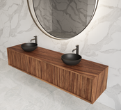 Wastafelmeubel 200cm Walnut⎢Gliss Heronimus⎢2 softclose lades