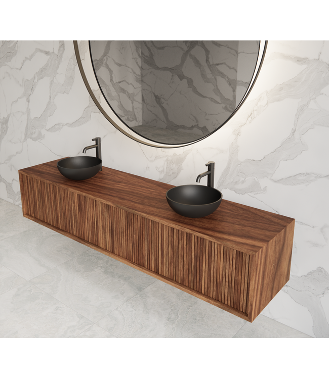 Wastafelmeubel 200cm Walnut⎢Gliss Heronimus⎢2 softclose lades