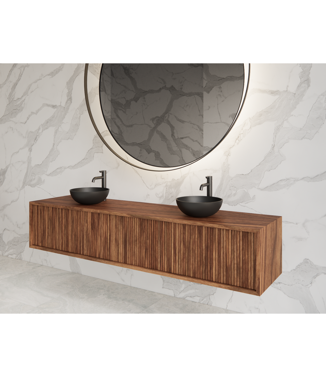 Wastafelmeubel 200cm Walnut⎢Gliss Heronimus⎢2 softclose lades