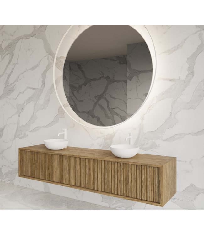 GLISS DESIGN Wastafelmeubel 200cm Castle Brown⎢Gliss Heronimus⎢2 softclose lades