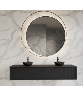 GLISS DESIGN Wastafelmeubel 200cm Black Veneer⎢Gliss Heronimus⎢2 softclose lades