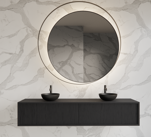 Wastafelmeubel 200cm Black Veneer⎢Gliss Heronimus⎢2 softclose lades