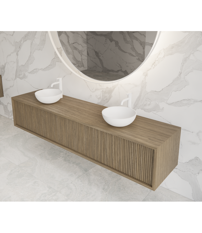 GLISS DESIGN Wastafelmeubel 200cm Ash Gray⎢Gliss Heronimus⎢2 softclose lades