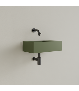 GLISS DESIGN Fontein Toilet Mat Olijf Groen⎢Zonder Kraangat⎢Gliss Design Freya 40x22x10cm