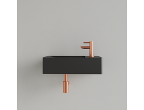Fontein Toilet Mat Zwart⎢met kraangat L/R⎢Gliss Design Freya 40x22x10cm