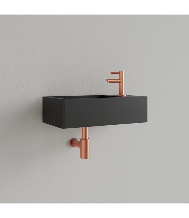 Fontein Toilet Mat Zwart⎢met kraangat L/R⎢Gliss Design Freya 40x22x10cm