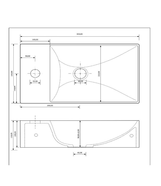 Fontein Toilet Mat Lei Grijs⎢met kraangat L/R⎢Gliss Design Freya 40x22x10cm