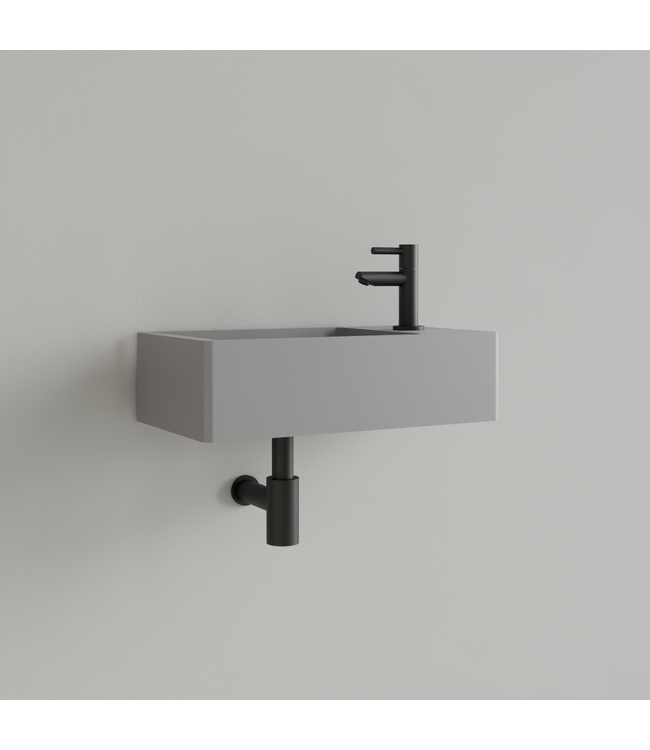 Fontein Toilet Mat Lei Grijs⎢met kraangat L/R⎢Gliss Design Freya 40x22x10cm