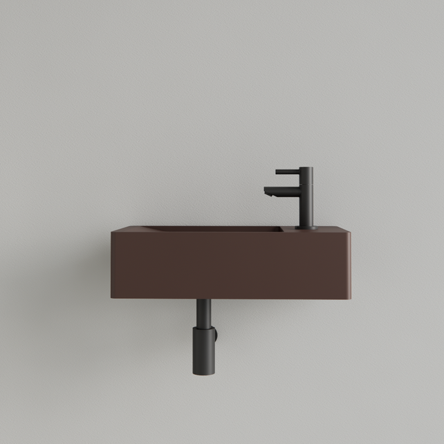 Fontein Toilet Mat Choco Bruin⎢met kraangat L/R⎢Gliss Design Freya 40x22x10cm