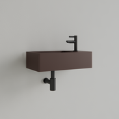 Fontein Toilet Mat Choco Bruin⎢met kraangat L/R⎢Gliss Design Freya 40x22x10cm