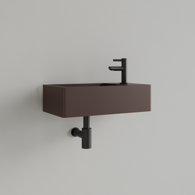 Fontein Toilet Mat Choco Bruin⎢met kraangat L/R⎢Gliss Design Freya 40x22x10cm