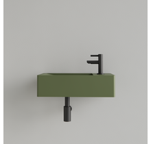 Fontein Toilet Mat Olijf Groen⎢met kraangat L/R⎢Gliss Design Freya 40x22x10cm