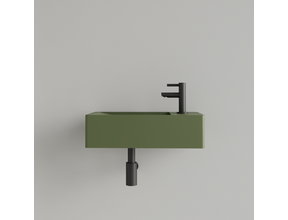 Fontein Toilet Mat Olijf Groen⎢met kraangat L/R⎢Gliss Design Freya 40x22x10cm