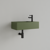 Fontein Toilet Mat Olijf Groen⎢met kraangat L/R⎢Gliss Design Freya 40x22x10cm