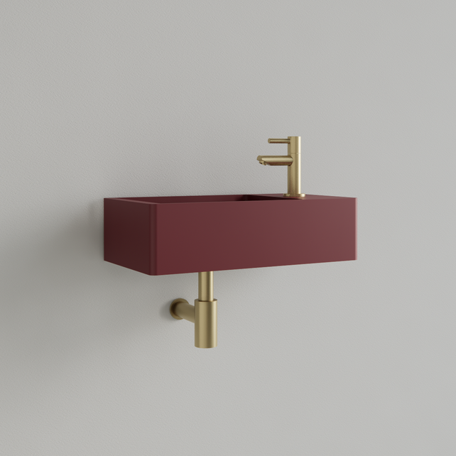 Fontein Toilet Mat Wijn Rood⎢met kraangat L/R⎢Gliss Design Freya 40x22x10cm