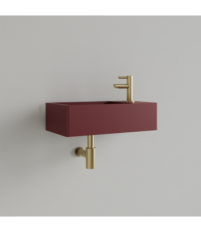 GLISS DESIGN Fontein Toilet Mat Wijn Rood⎢met kraangat L/R⎢Gliss Design Freya 40x22x10cm
