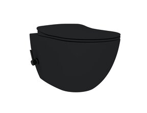 Hangtoilet met bidet Zwart - Randloos met geintegreerde bidetkraan Warm Koud