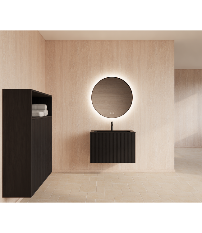 Wastafelonderkast 60cm Black Veneer⎢Gliss Hybris⎢2 softclose lades