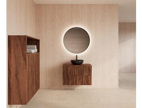 Wastafelonderkast 60cm Walnut⎢Gliss Hybris⎢2 softclose lades
