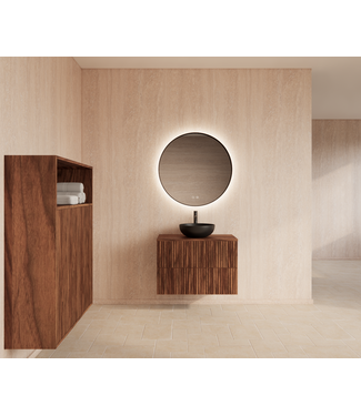 GLISS DESIGN Wastafelonderkast 60cm Walnut⎢Gliss Hybris⎢2 softclose lades