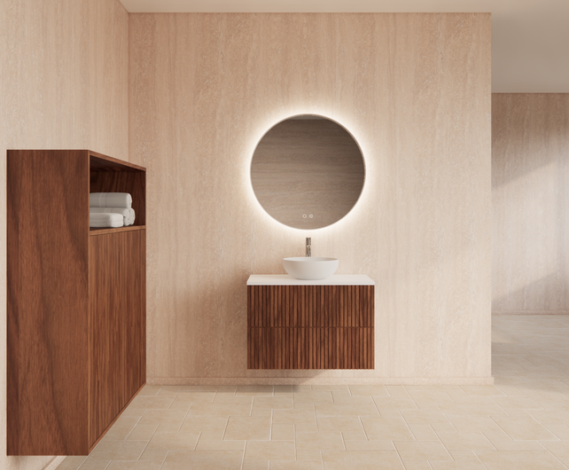 Wastafelonderkast 70cm Walnut⎢Gliss Hybris⎢2 softclose lades Wastafelonderkast 70cm Walnut⎢Gliss Hybris⎢2 softclose lades