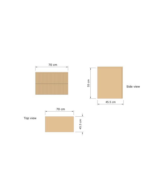 GLISS DESIGN Wastafelonderkast 70cm Castle Brown⎢Gliss Hybris⎢2 softclose lades