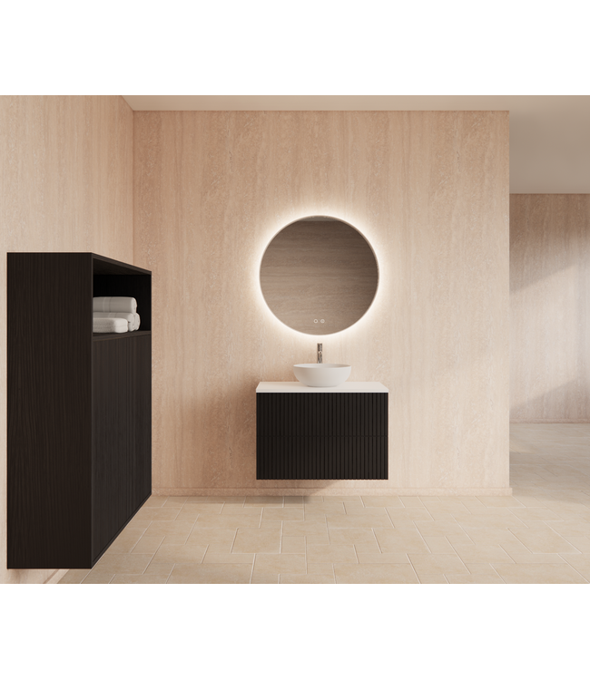 Wastafelonderkast 70cm Black Veneer⎢Gliss Hybris⎢2 softclose lades