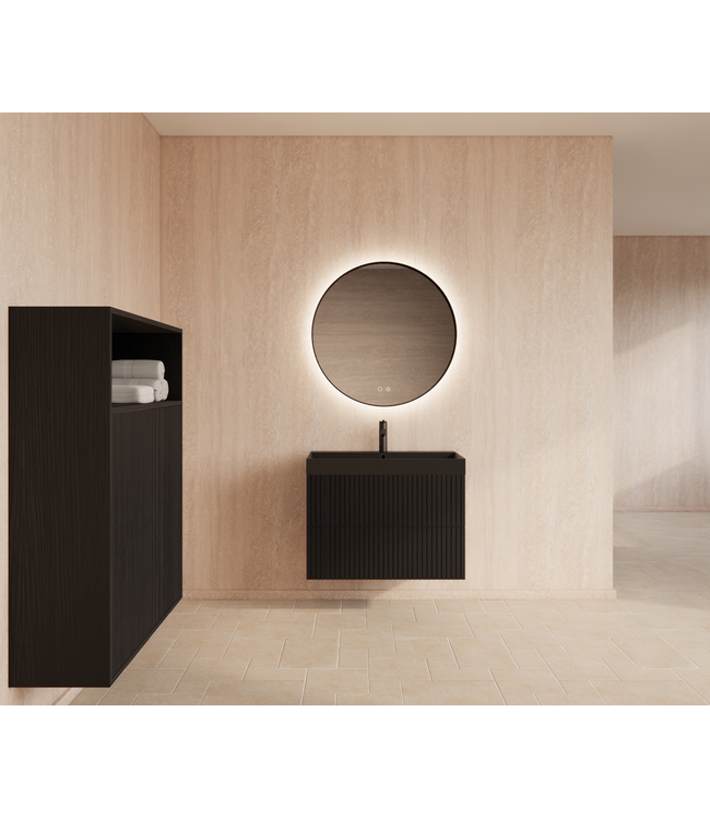 GLISS DESIGN Wastafelonderkast 70cm Black Veneer⎢Gliss Hybris⎢2 softclose lades